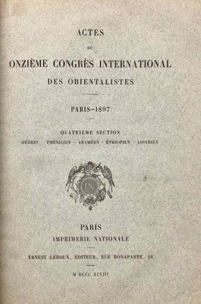 Actes du onzième congrès international des orientalistes. Paris - 1897. 5 volumes (complete)[newline]M5234-15.jpeg