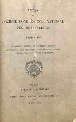 Actes du onzième congrès international des orientalistes. Paris - 1897. 5 volumes (complete)[newline]M5234-19.jpeg