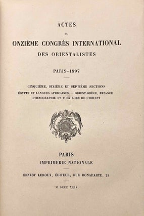 Actes du onzième congrès international des orientalistes. Paris - 1897. 5 volumes (complete)[newline]M5234-20.jpeg