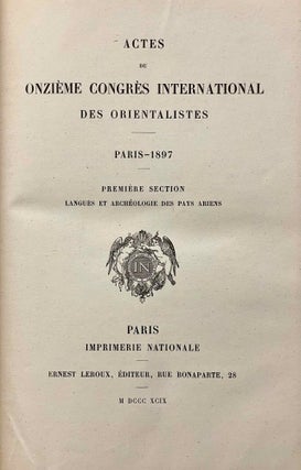 Actes du onzième congrès international des orientalistes. Paris - 1897. 5 volumes (complete)[newline]M5234a-03.jpeg