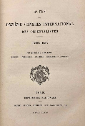 Actes du onzième congrès international des orientalistes. Paris - 1897. 5 volumes (complete)[newline]M5234a-16.jpeg
