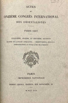 Actes du onzième congrès international des orientalistes. Paris - 1897. 5 volumes (complete)[newline]M5234a-19.jpeg