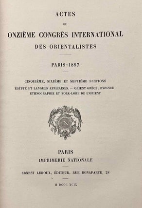 Actes du onzième congrès international des orientalistes. Paris - 1897. 5 volumes (complete)[newline]M5234a-20.jpeg