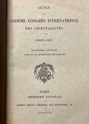 Actes du onzième congrès international des orientalistes. Paris - 1897. 3rd section (only)[newline]M5234c-02.jpeg