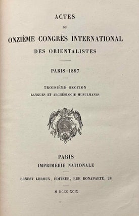 Actes du onzième congrès international des orientalistes. Paris - 1897. 3rd section (only)[newline]M5234c-03.jpeg