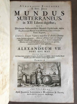 Mundus subterraneus, in XII libros digestus (translation of title: "Subterranean world, arranged into 12 books"). 2 volumes (complete set)[newline]M5236-005.jpg