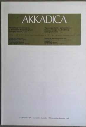 Akkadica 18 et 20 (Mai-août, novembre-décembre 1980)[newline]M5239-01.jpg