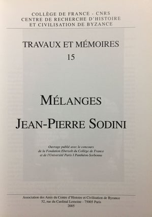 Mélanges Jean-Pierre Sodini