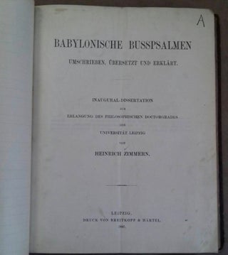 Item #M5268 Babylonische Busspsalmen, umschrieben, übersetzt und erklärt. ZIMMERN Heinrich