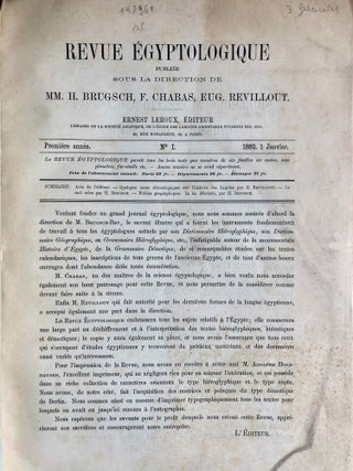 Revue Egyptologique. Première année, fascicules 1,2,3 et 4 (complete issue)