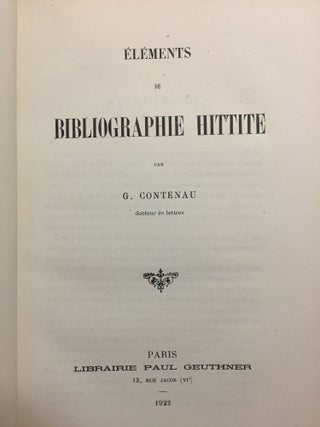 Eléments de bibliographie hittite + Supplément aux éléments de bibliographie hittite (complete set)[newline]M5287-02.jpg