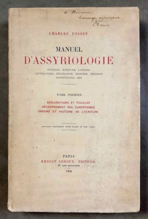 Item #M5309 Manuel d'Assyriologie. Tome Premier: Explorations et fouilles, Déchiffrement des...[newline]M5309.jpeg