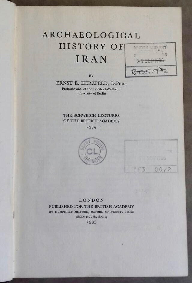 Item #M5333 Archaeological history of Iran. HERZFELD Ernst E.[newline]M5333.jpg