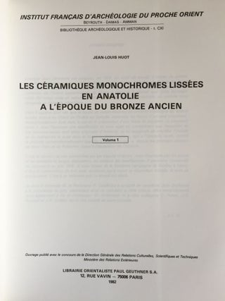 Les céramiques monochromes lissées en Anatolie à l'époque du bronze ancien. 2 volumes (complete set)[newline]M5336-02.jpg