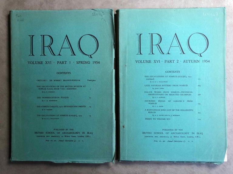 Item #M5349 Iraq. Journal of the British School of Archaeology in Iraq. Volume XVI. Parts 1-2. 1954. AAE - Journal - Single issue.[newline]M5349.jpg