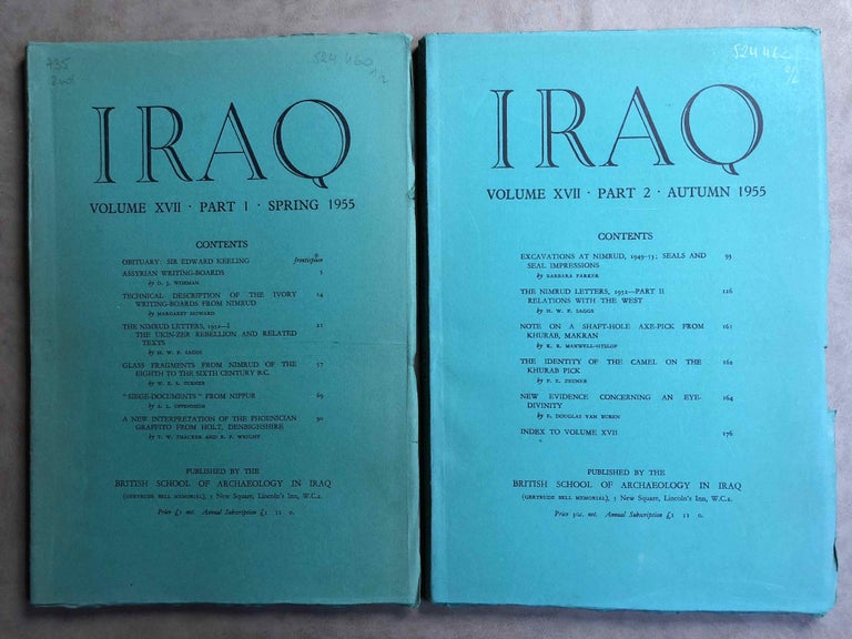 Item #M5350 Iraq. Journal of the British School of Archaeology in Iraq. Volume XVII. Parts 1-2. 1955. AAE - Journal - Single issue.[newline]M5350.jpg