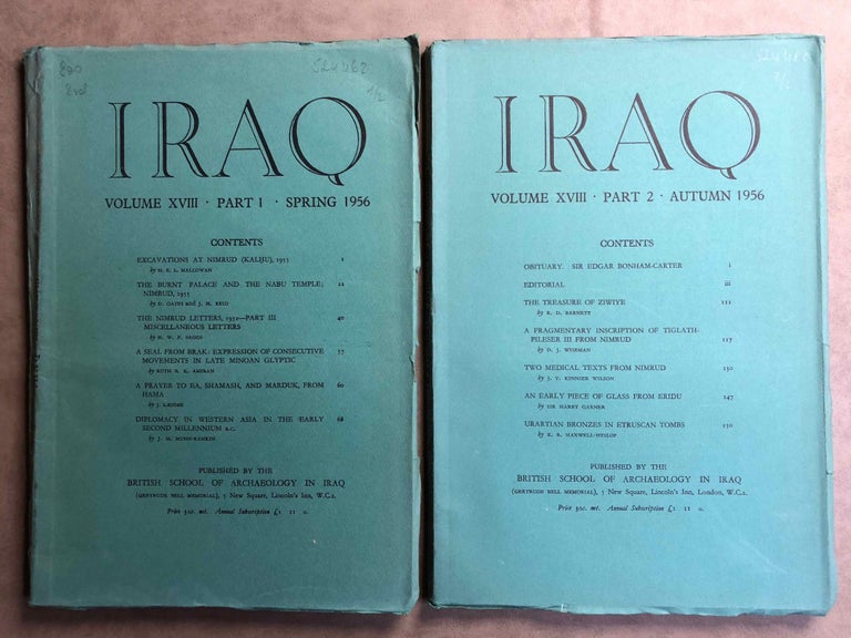 Item #M5351 Iraq. Journal of the British School of Archaeology in Iraq. Volume XVIII. Parts 1-2. 1956. AAE - Journal - Single issue.[newline]M5351.jpg