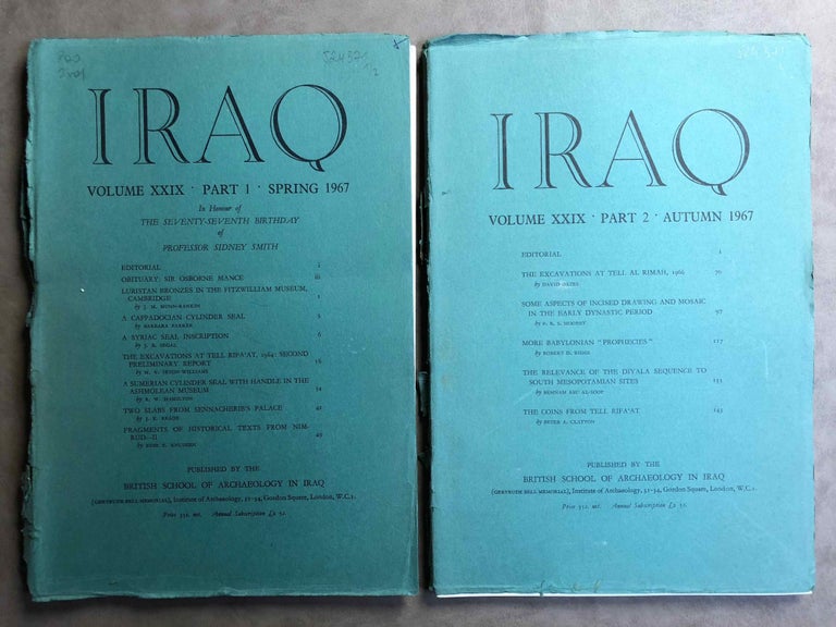 Item #M5355 Iraq. Journal of the British School of Archaeology in Iraq. Volume XXIX. Parts 1-2. 1967. In honour of the seventy-seventh birthday of professor Sidney Smith. AAE - Journal - Single issue.[newline]M5355.jpg