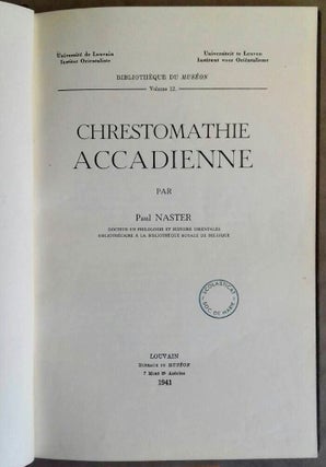 Item #M5429 Chrestomathie accadienne. NASTER Paul