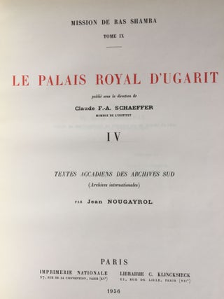 Le palais royal d'Ugarit, IV. Textes accadiens des archives sud (archives internationales). Vol. I: Texte. Vol. II: Planches (complete set)[newline]M5432-02.jpg