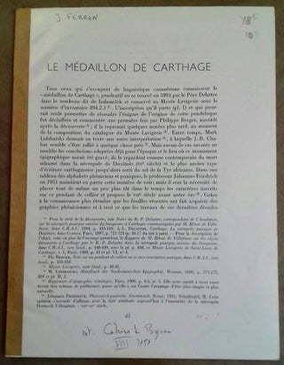 Item #M5439 Le médaillon de Carthage. FERRON Jean[newline]M5439.jpg
