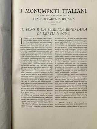 I Monumenti Italiani. Rilievi Raccolti. Fascicoli VII-IX. Il foro e la basilica severiana di Leptis Magna.