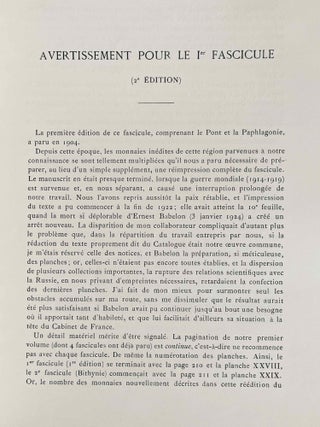 Recueil général des monnaies grecques d'Asie mineure, commencé par W.H. Waddington, continué et complété par F. Babelon et T. Reinach. Tome premier, 1er fascicule: Pont et Paphlagonie. Texte et planches (complete set)
