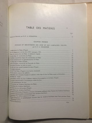 Mission de Ras Shamra, tome 15. Ugaritica IV. Découvertes des XVIIIe et XIXe campagnes, 1954-1955. Fondements préhistoriques d'Ougarit et nouveaux sondages. Etudes anthropologiques. Poteries grecques et monnaies islamiques de Ras Shamra et environs.