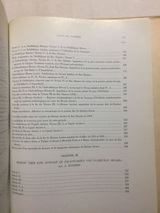 Mission de Ras Shamra, tome 15. Ugaritica IV. Découvertes des XVIIIe et XIXe campagnes, 1954-1955. Fondements préhistoriques d'Ougarit et nouveaux sondages. Etudes anthropologiques. Poteries grecques et monnaies islamiques de Ras Shamra et environs.