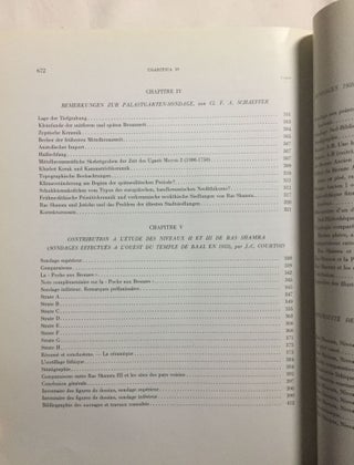 Mission de Ras Shamra, tome 15. Ugaritica IV. Découvertes des XVIIIe et XIXe campagnes, 1954-1955. Fondements préhistoriques d'Ougarit et nouveaux sondages. Etudes anthropologiques. Poteries grecques et monnaies islamiques de Ras Shamra et environs.