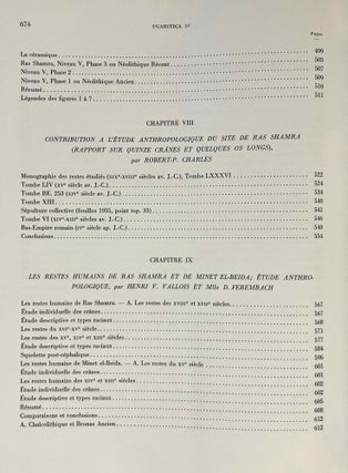 Ugaritica. Etudes relatives aux découvertes de Ras Shamra. Vol. I, II, III, IV, V & VI.