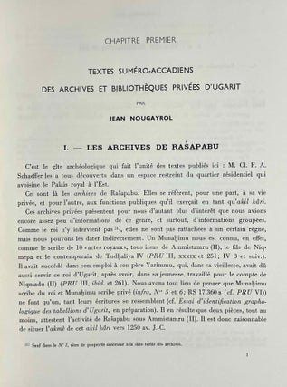 Mission de Ras Shamra, tome XVI. UGARITICA V. Nouveaux textes accadiens, Hourrites et Ugaritiques des archives et bibliothèques privées d'Ugarit, commentaire des textes historiques (première partie).