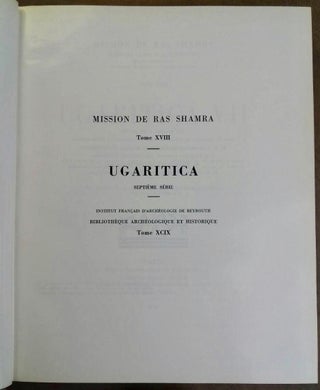 Item #M5502 Mission de Ras Shamra, tome 18. Ugaritica VII. SCHAEFFER Claude F. A