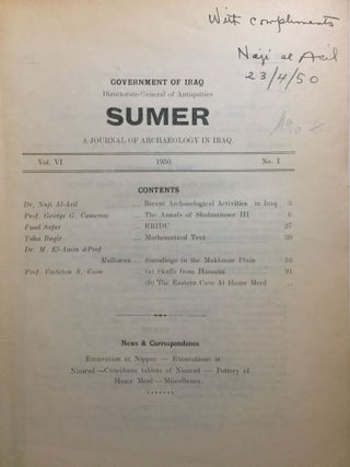 Sumer. A journal of archaeology and history in Iraq. Vol. VI. No 1- 2.[newline]M5531-01.jpg
