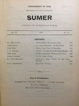 Sumer. A journal of archaeology and history in Iraq. Vol. VI. No 1- 2.[newline]M5531-03.jpg