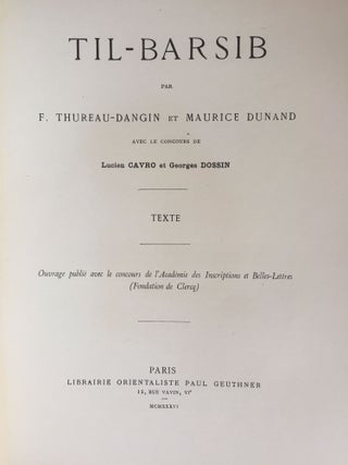 Til-Barsib. Text et planches (complete set)