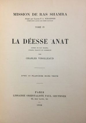 La déesse Anat, poème de Ras Shamra