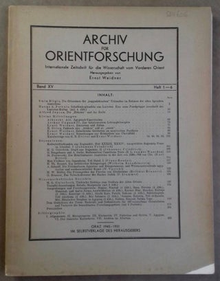 Item #M5554 Archiv für Orientforschung. Internationale Zeitschrift für die Wissenschaft vom...