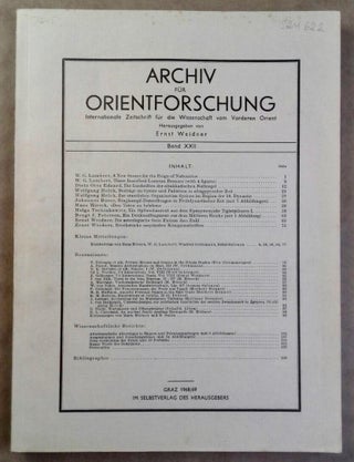 Item #M5557 Archiv für Orientforschung. Internationale Zeitschrift für die Wissenschaft vom...[newline]M5557.jpg