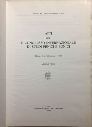 Atti del II congresso internazionale di studi fenici e punici. Roma, 9- 14 novembre 1987. 3 volumes (complete)[newline]M5573-02.jpg