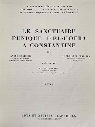 Le sanctuaire punique d'El-Hofra à Constantine. 2 volumes (complete set)[newline]M5585a-03.jpeg