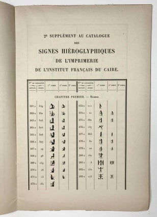 Signes hiéroglyphiques de L’imprimerie de L’Institut Francais Du Caire. 2e supplément.[newline]M5590-02.jpeg