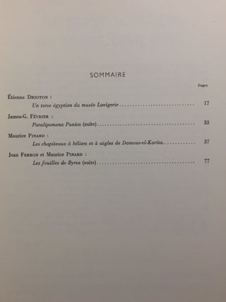 CAHIERS DE BYRSA. Tomes I à IX. + Mélanges de Carthage. Collection complète: 1951-1965