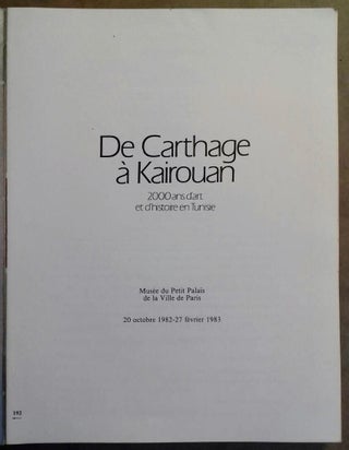 Item #M5597a De Carthage à Kairouan. 2000 ans d'art et d'histoire en Tunisie. AAC -...
