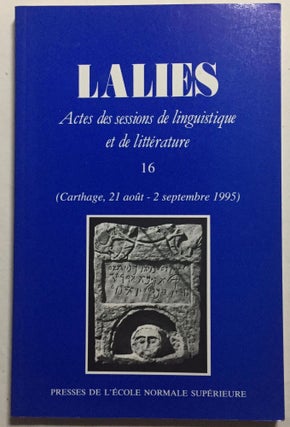 Item #M5622 Lalies. Actes des sessions de linguistique et de littérature, 16. (Carthage, 21...[newline]M5622.jpg