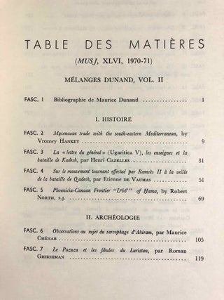 Mélanges offerts à M. Maurice Dunand. Tomes I & II (complete set)[newline]M5630a-13.jpg