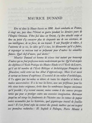 Mélanges offerts à M. Maurice Dunand. Tome I.