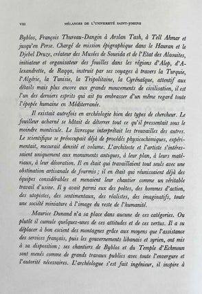 Mélanges offerts à M. Maurice Dunand. Tome I.