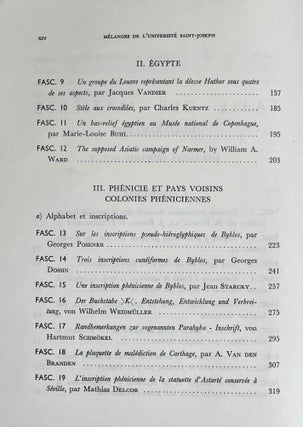 Mélanges offerts à M. Maurice Dunand. Tome I.