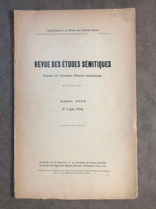 Revue des études sémitiques. Année 1934.[newline]M5634-04.jpg